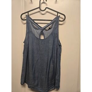 The North Face Womens Blue Chambray Tank Top Crisscross Back S QW 660375